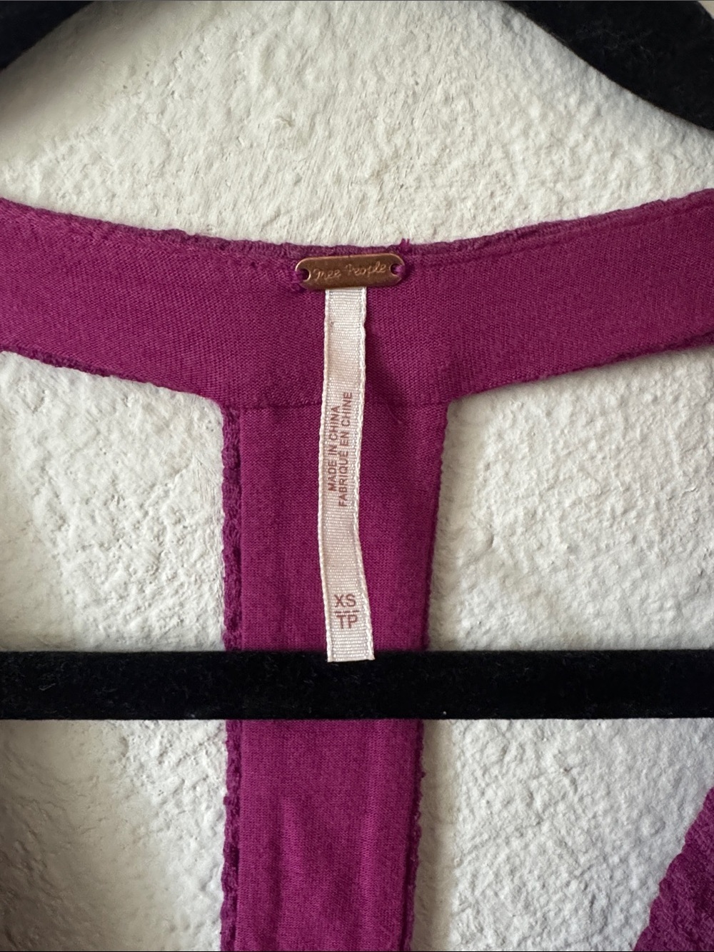 Free People Textured Deep V Mini Dress in Plum - Picture 2 of 6
